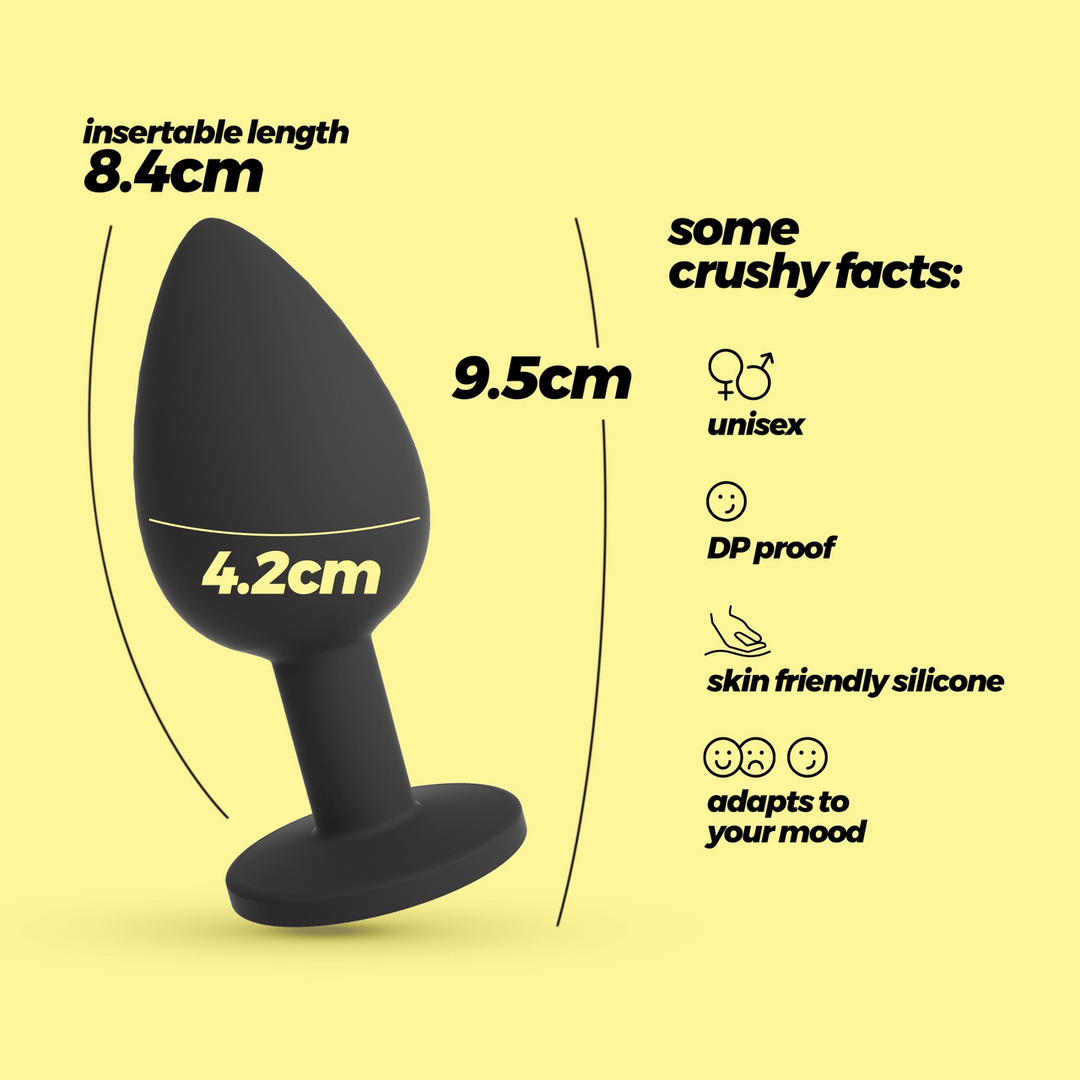 Camileo - Anal Plug with Four Interchangeable Jewels - Large - Black - Image 6