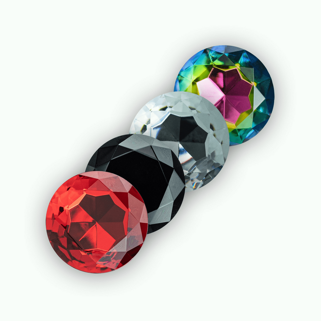Camileo - Anal Plug with Four Interchangeable Jewels - Large - Black - Image 3