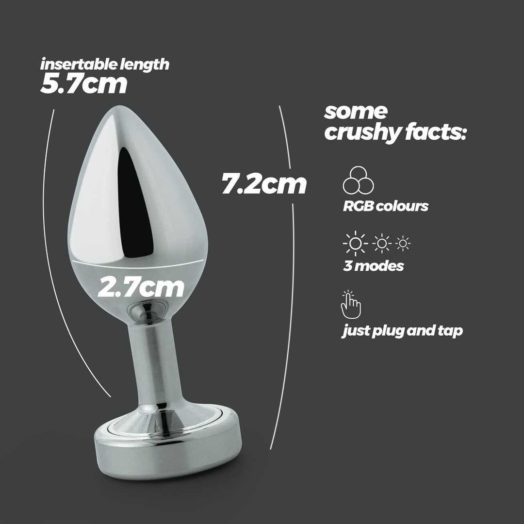 Borealis - Metal Anal Plug with LED RGB - Small - Silver - Image 6