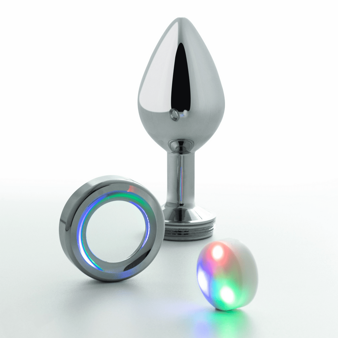 Borealis - Metal Anal Plug with LED RGB - Small - Silver - Image 3