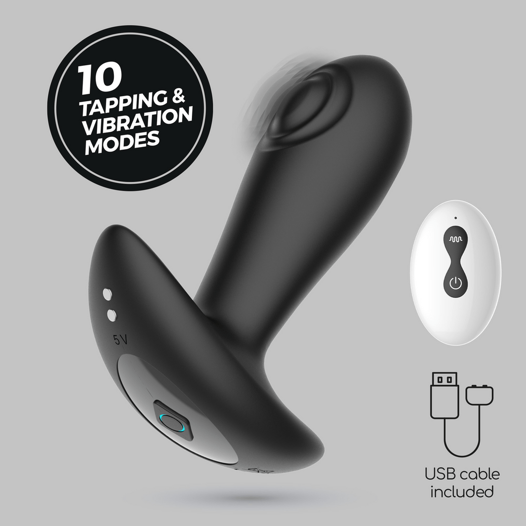 Octo - Tapping Anal Plug with Remote Control - Black - Image 7
