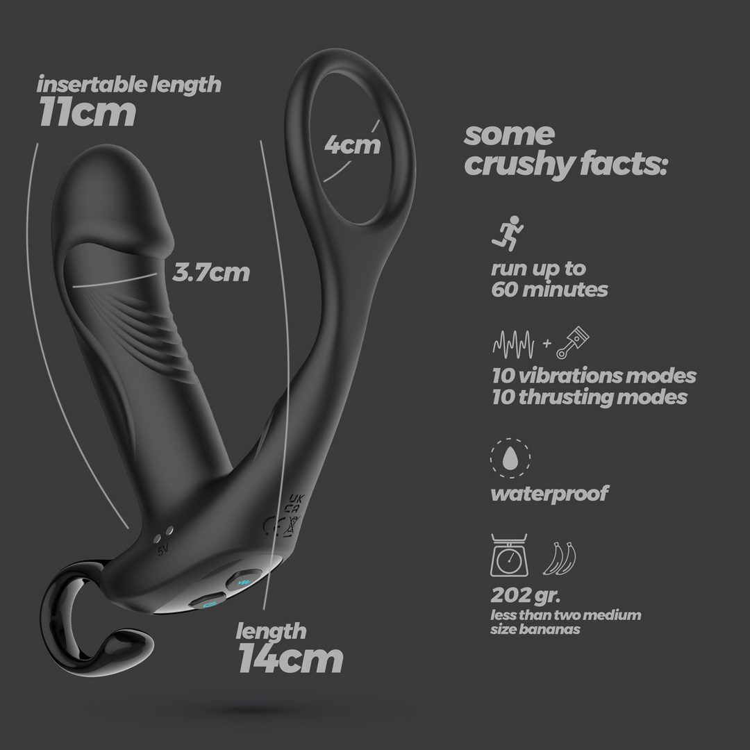 Magoo - Vibrating and Thrusting Prostate Massager with Cockring and Remote Control - Black - Image 7