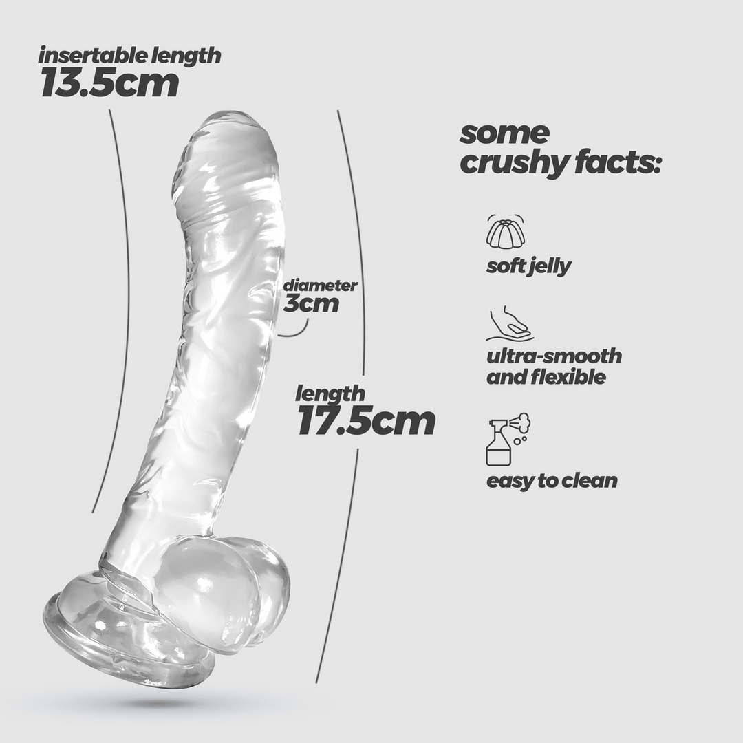 Hudini - Jelly Flexible Anal Dildo - 6.9/ 17,5 cm - Clear - Image 7