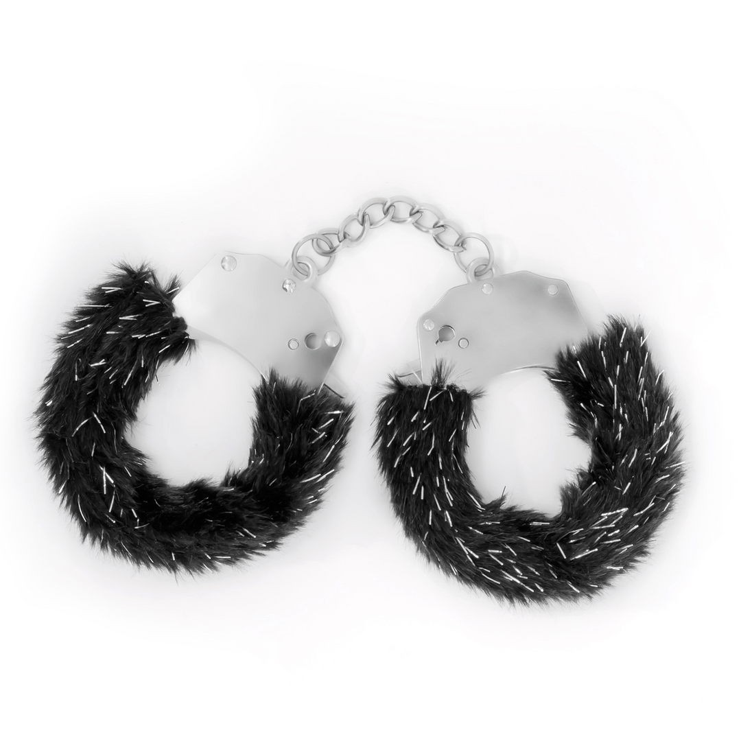 Spangle - Metal Handcuffs with Plush - Black