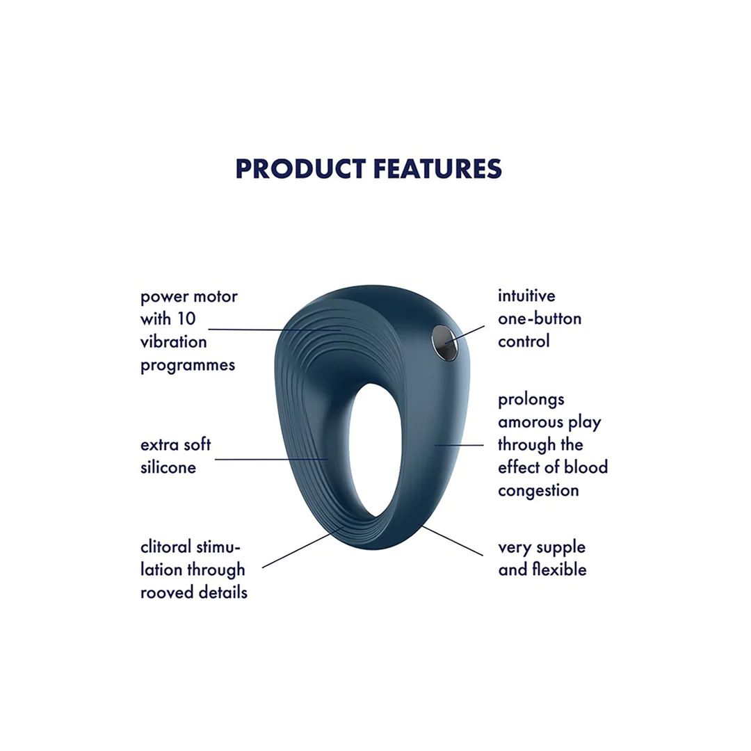 Power Ring - Vibrating Cockring - Dark Blue - Image 6