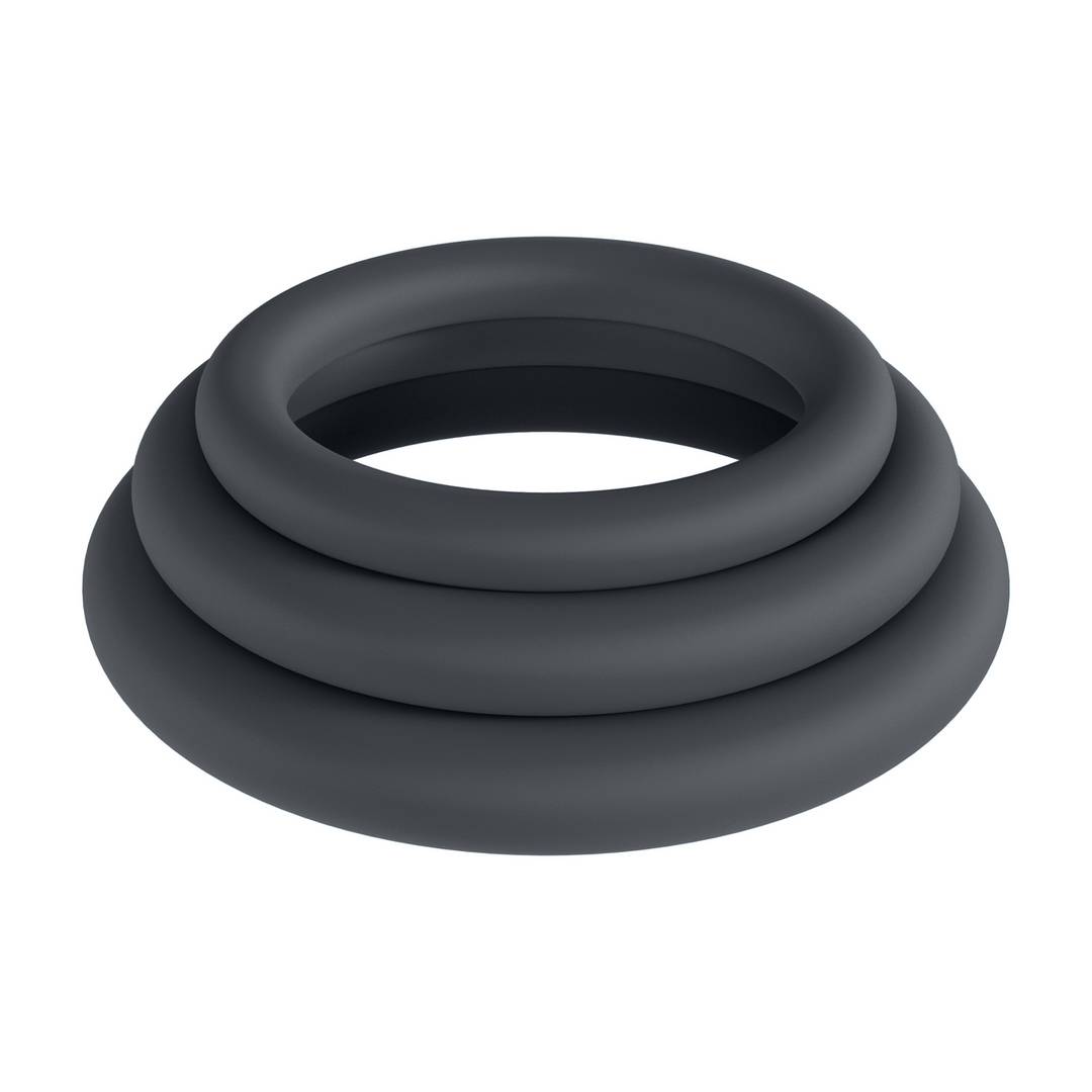 Classic Silicone Cockring Set of 3 - XS/S/M - Black