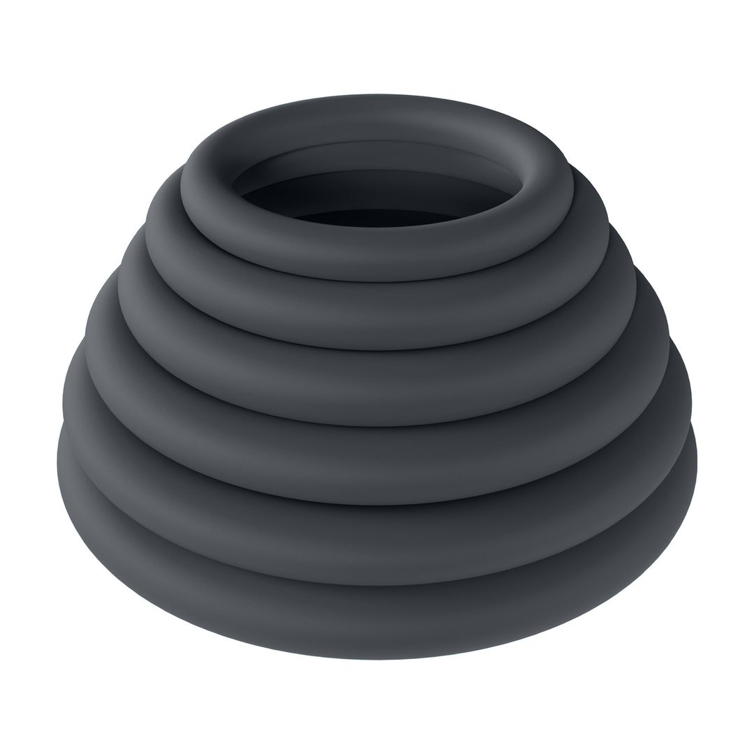 Classic Silicone Cockring Set of 6 - Black