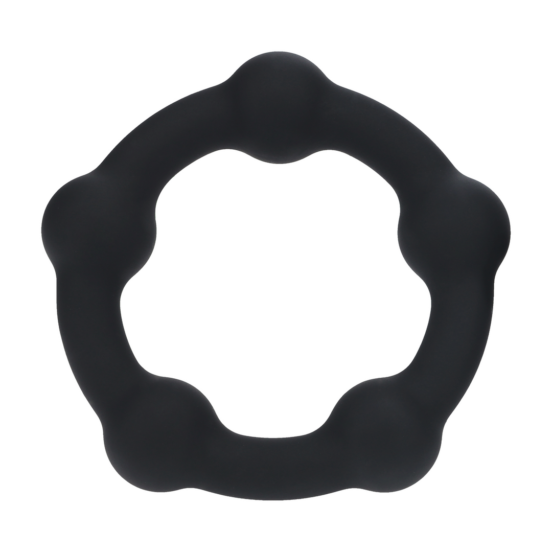 Beaded Silicone Cockring - L - 45mm - Black
