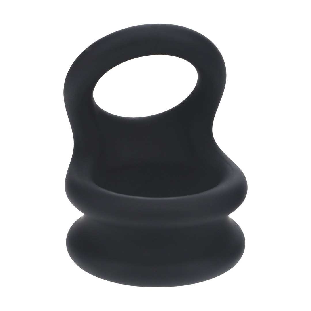 Wide Double O Silicone Cockring - L - Black