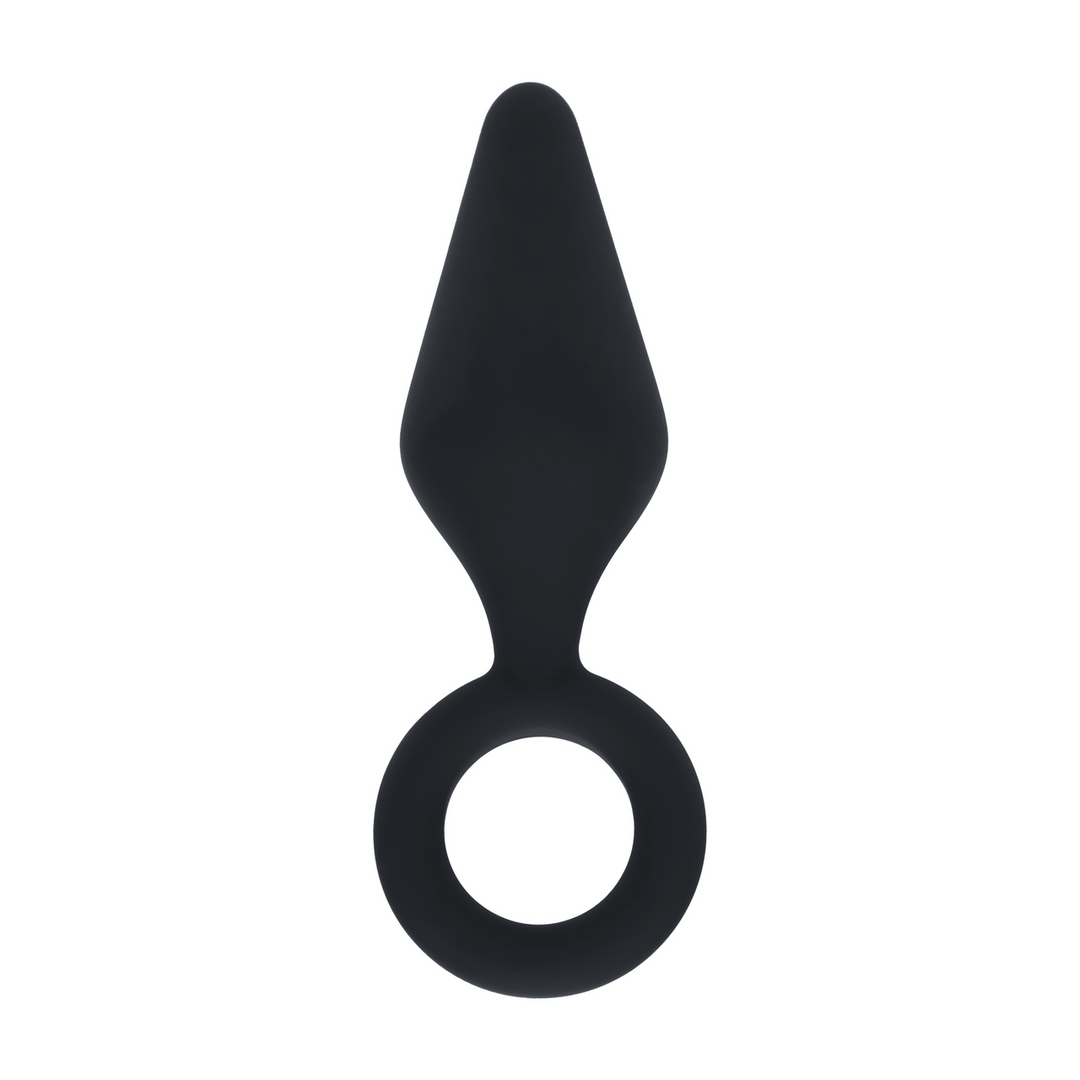 Silicone Anal Plug with Loop - S - Black