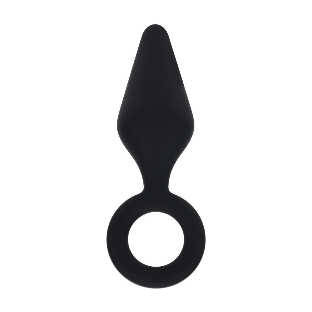 Silicone Anal Plug with Loop - L - Black