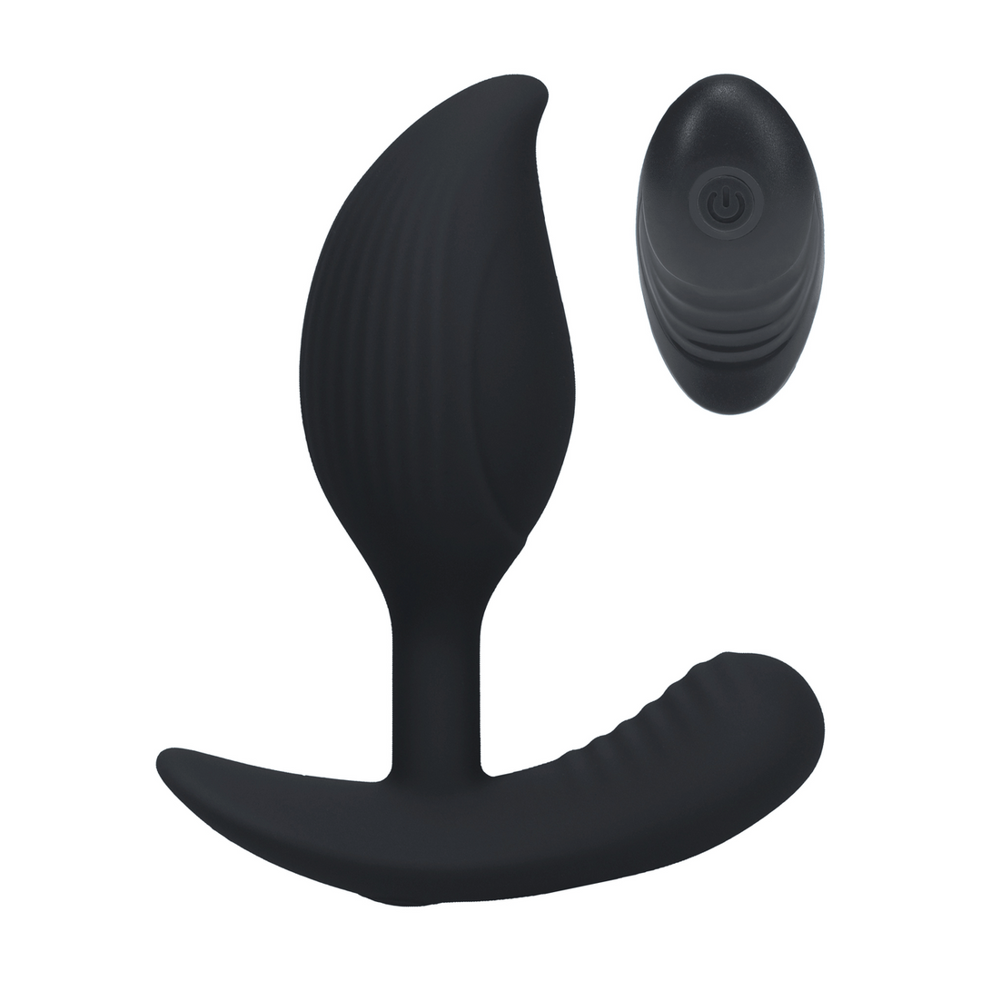 Remote Control Vibrating Liquid Silicone Anal Plug - Black