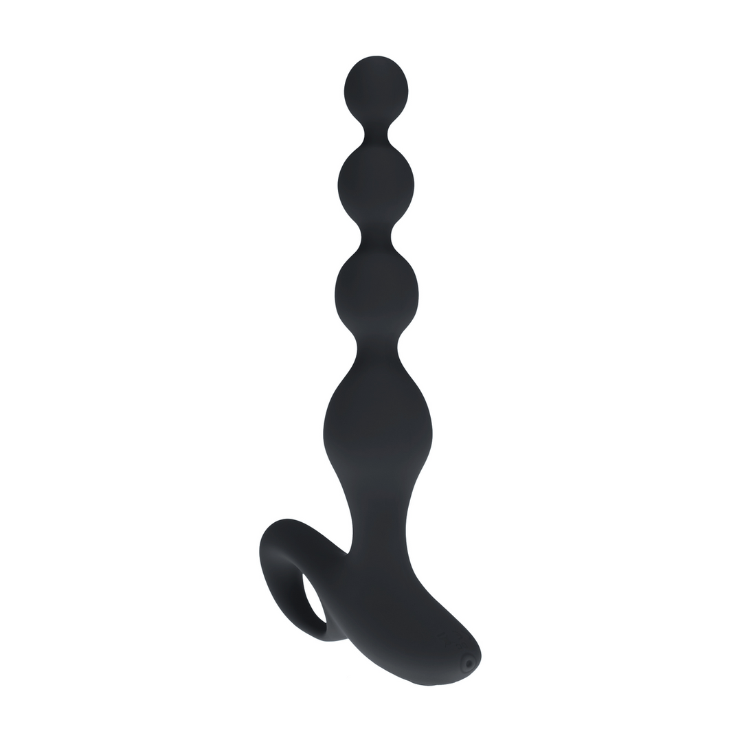 Remote Control Beaded Vibrating Silicone Anal Plug - Black