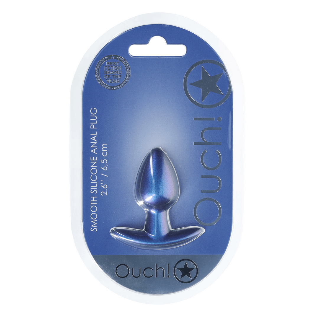 Smooth Silicone Anal Plug - Small - 2.6 / 6,5 cm - Metallic Blue - Image 2