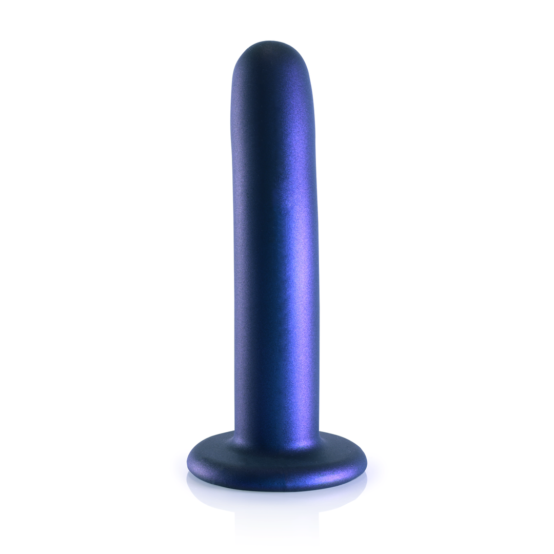Smooth Silicone G-Spot Dildo - 14,5 cm - Metallic Blue - Image 3