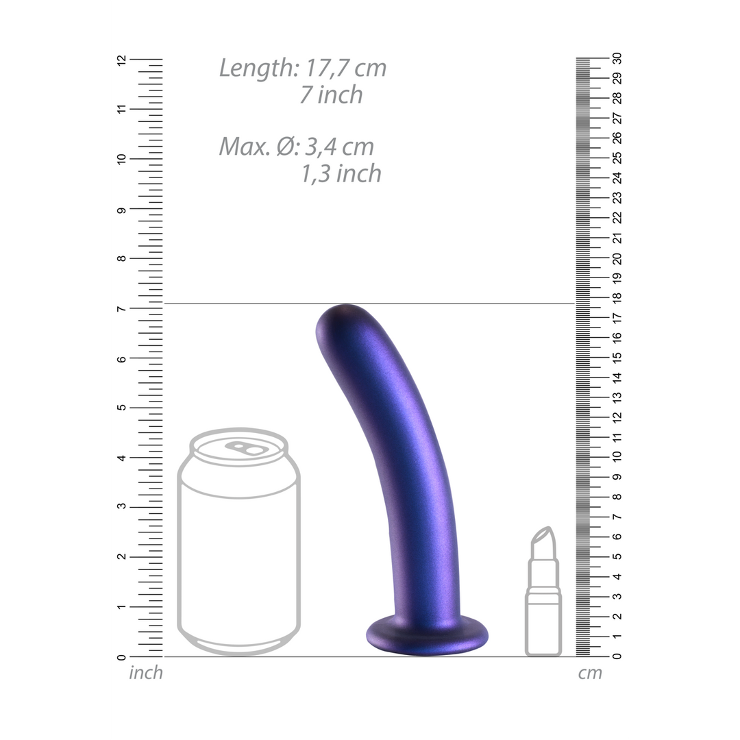 Smooth Silicone G-Spot Dildo -17 cm - Metallic Blue - Image 5