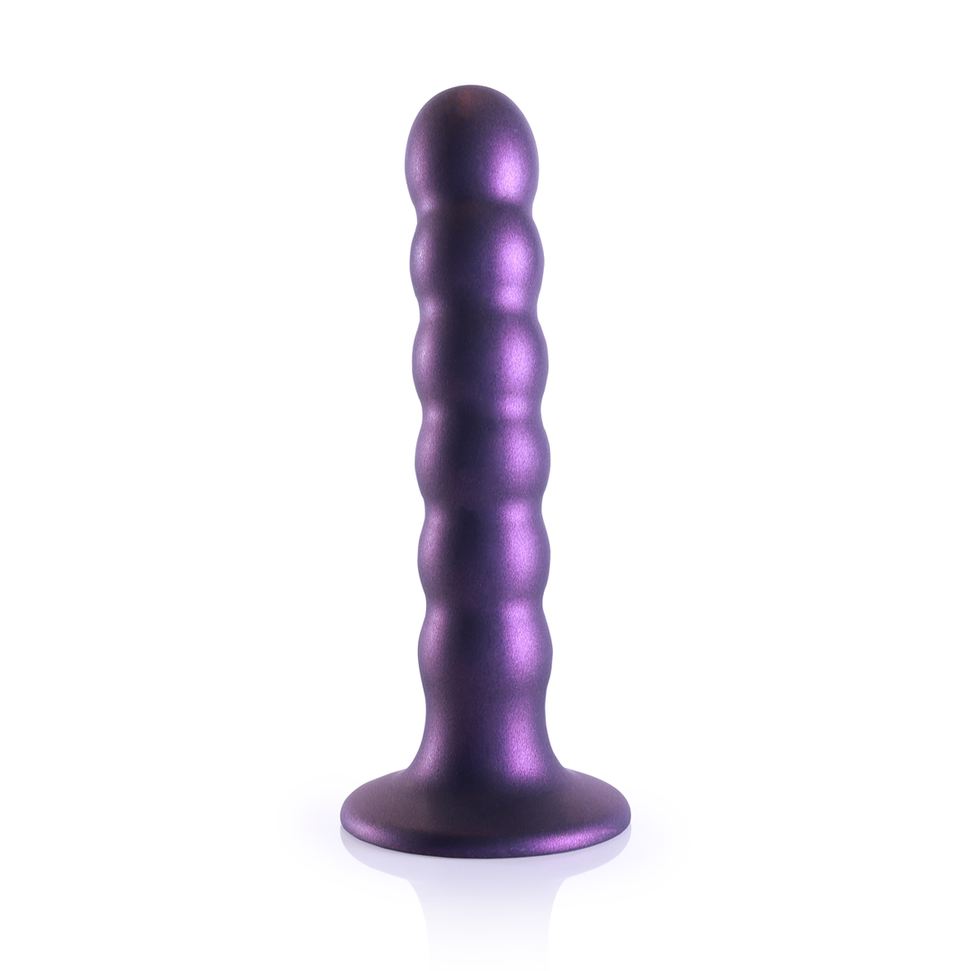 Beaded Silicone G-Spot Dildo - 13 cm - Metallic Purple - Image 3