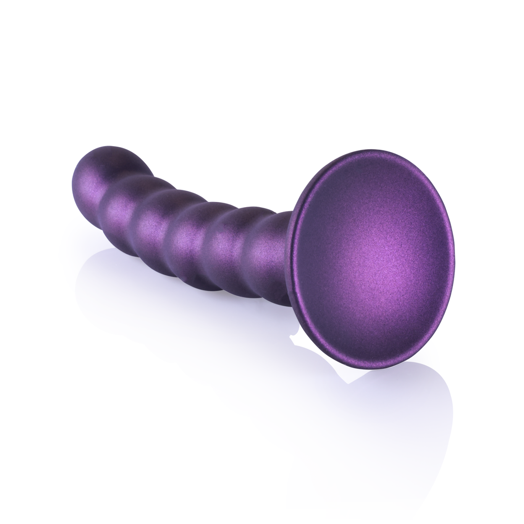 Beaded Silicone G-Spot Dildo - 13 cm - Metallic Purple - Image 4