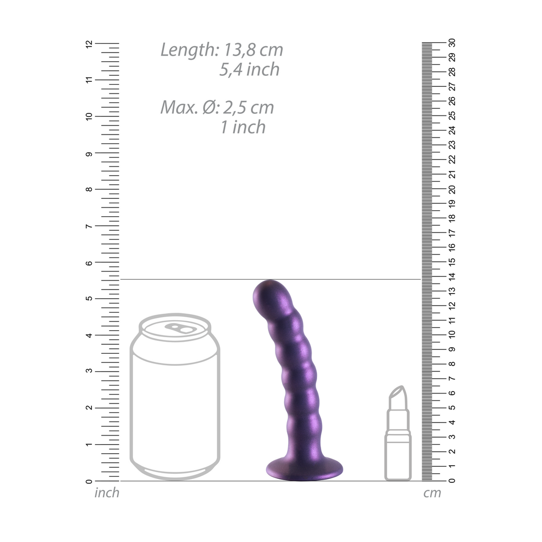 Beaded Silicone G-Spot Dildo - 13 cm - Metallic Purple - Image 5