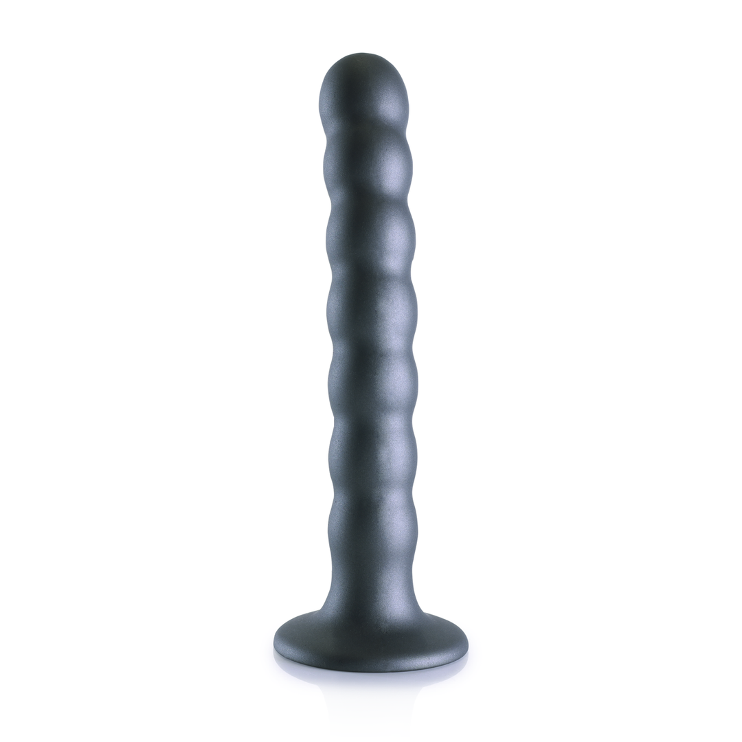 Beaded Silicone G-Spot Dildo - 16,5 cm - Gunmetal - Image 3