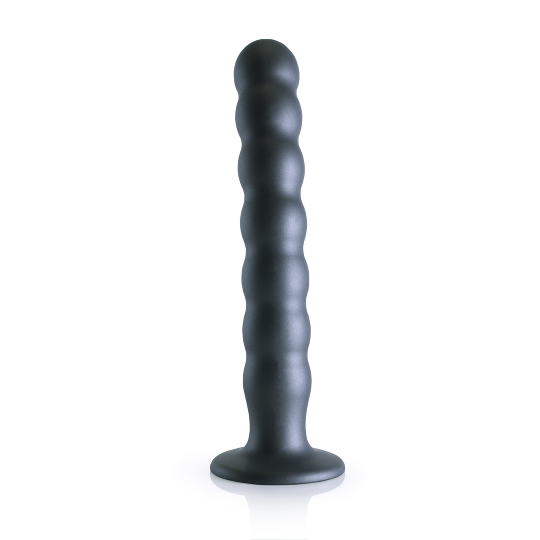 Beaded Silicone G-Spot Dildo - 20,5 cm - Gunmetal - Image 3