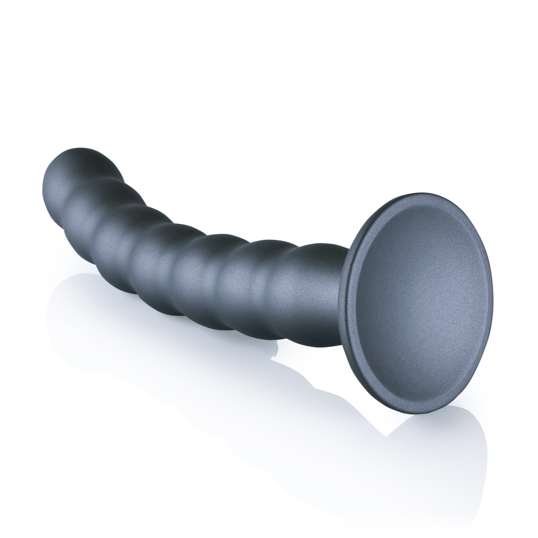 Beaded Silicone G-Spot Dildo - 20,5 cm - Gunmetal - Image 4