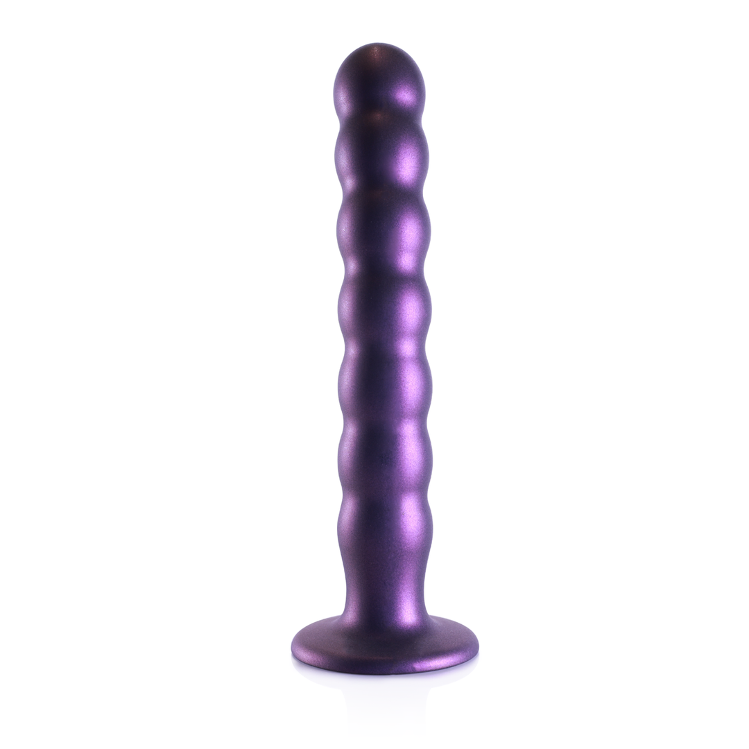 Beaded Silicone G-Spot Dildo - 20,5 cm - Metallic Purple - Image 3