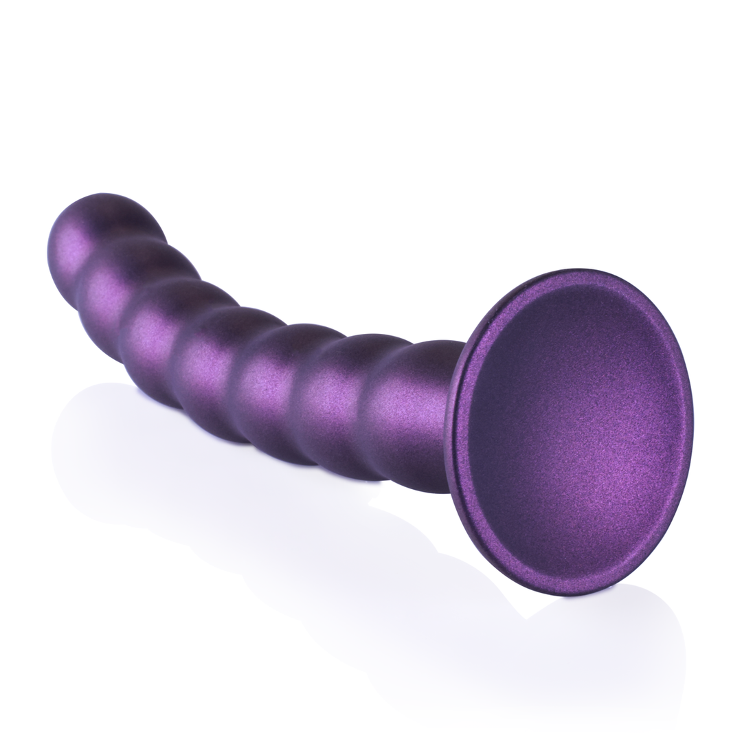 Beaded Silicone G-Spot Dildo - 20,5 cm - Metallic Purple - Image 4