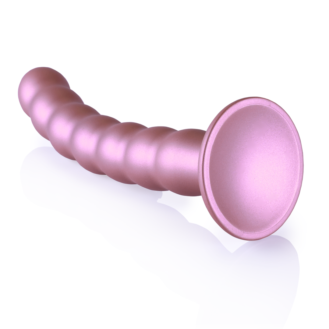Beaded Silicone G-Spot Dildo - 20,5 cm - Rose Gold - Image 4