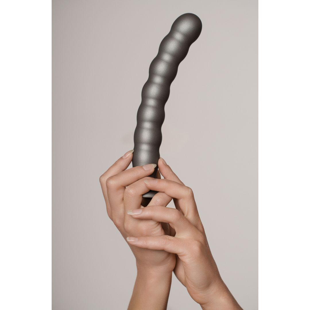 Beaded Silicone G-Spot Dildo - 20,5 cm - Rose Gold - Image 5