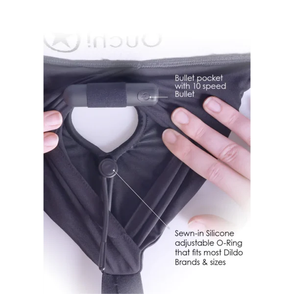 Vibrating Strap-on High-cut Brief - M/L - Black - Image 2