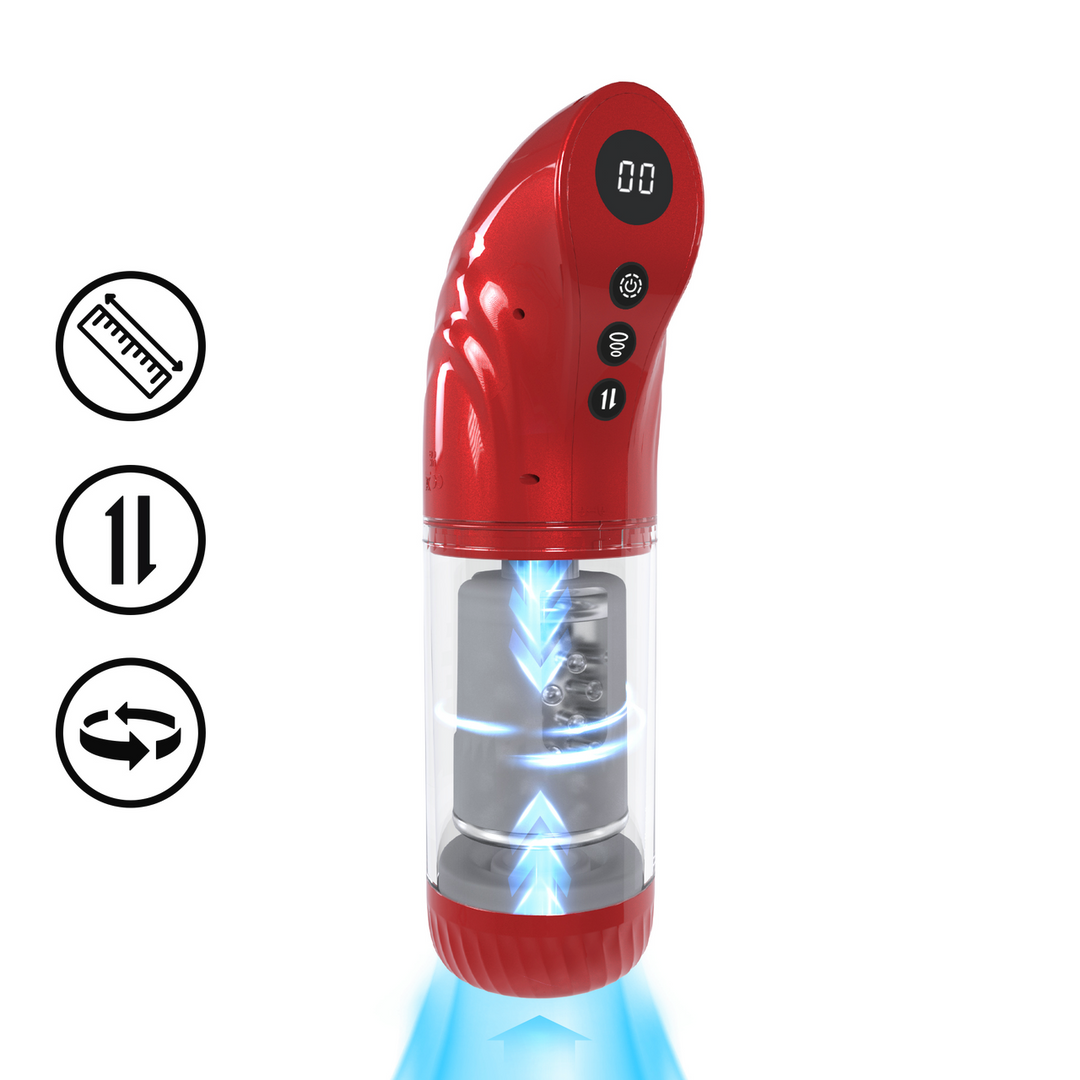 StrokeMate - Suction Rotation and Thrusting Masturbator Pump - Metallic Red