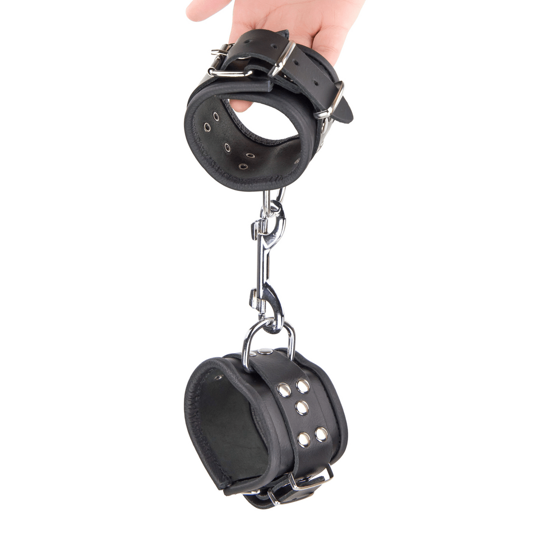 Leather Handcuffs - Black - Image 4