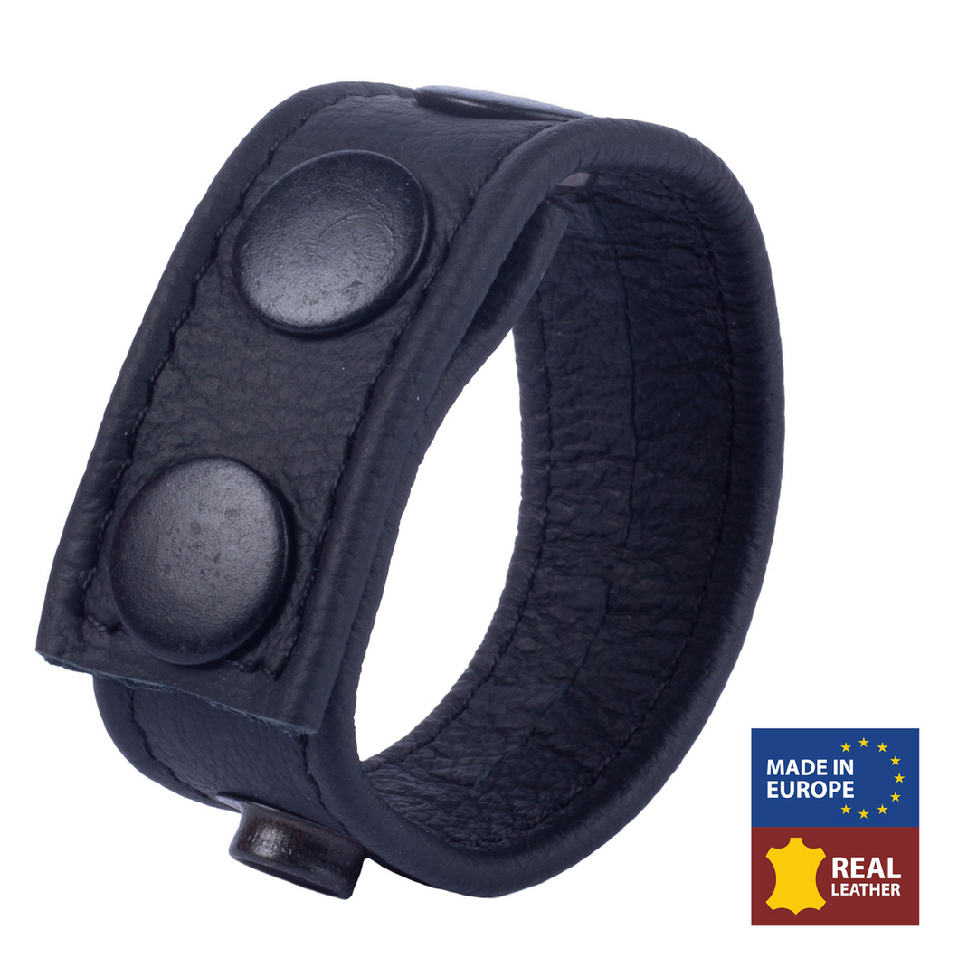 Adjustable Leather Cockring - Black