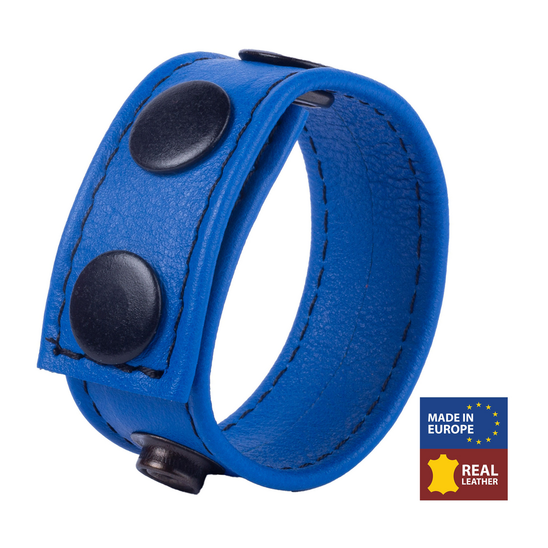Adjustable Leather Cockring - Blue