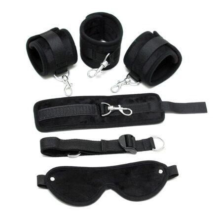 Hand to Ankle Cuffs with Mask Adjustable Black