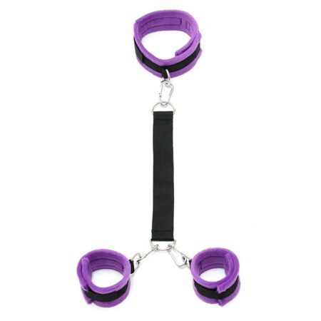Handcuffs to Collar & Leash Adjustable Purple