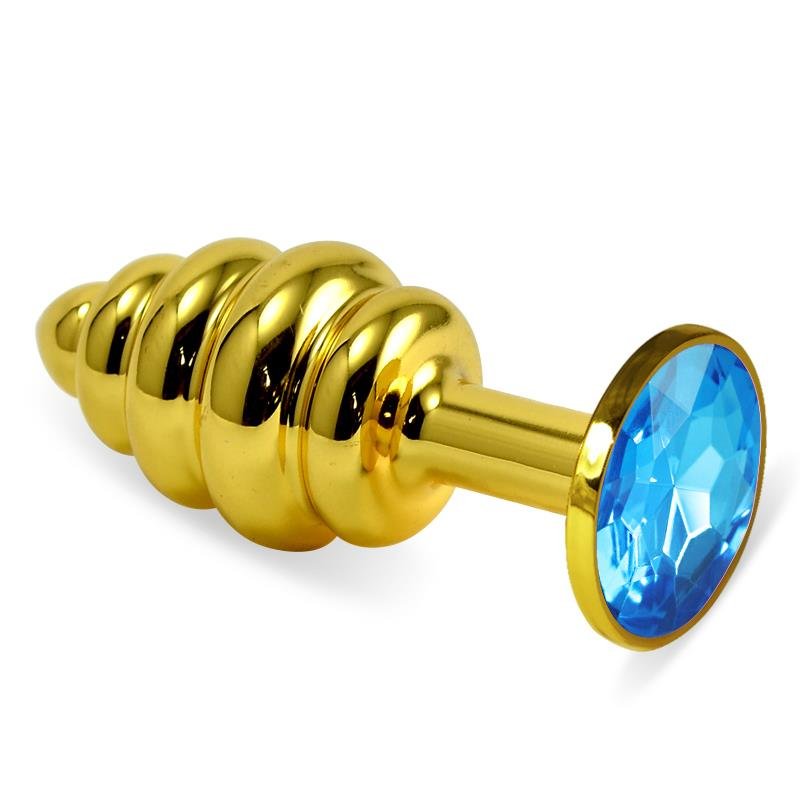 Spiral Butt Plug Rosebud & Blue Jewel